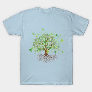 Tree of life green birds version T-Shirt